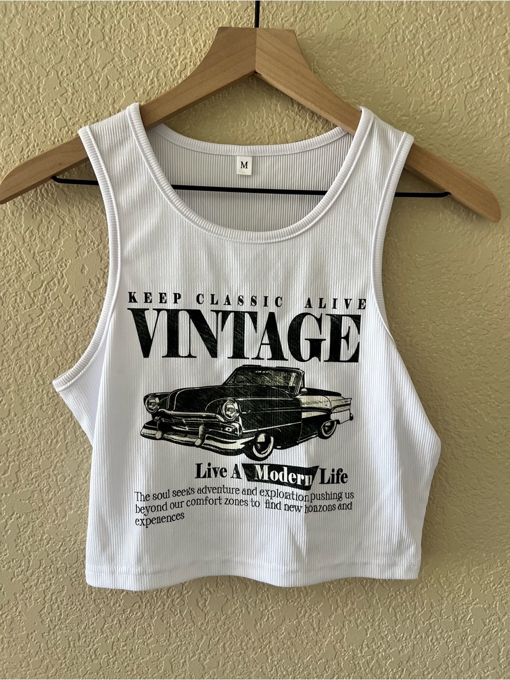 Vintage Graphic White Crop Tank Top